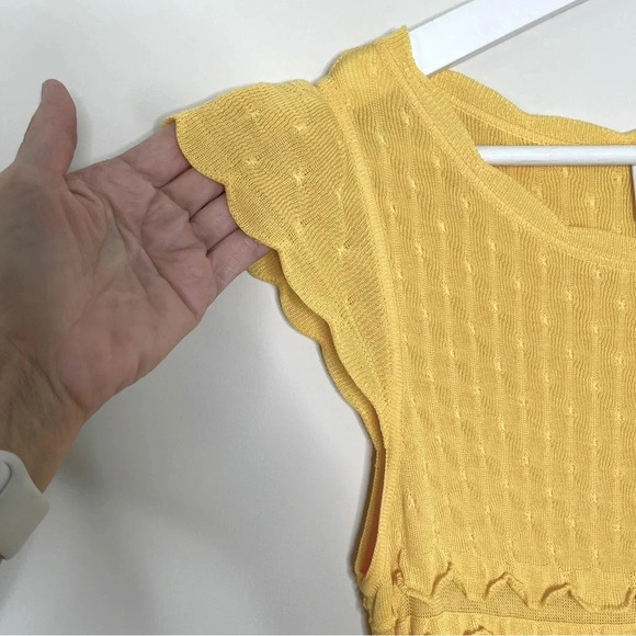 RED Valentino Flared knit dress in rich buttercup Size Large sheer feminine - Picture 3 of 11